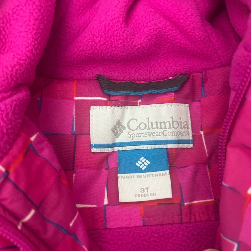Columbia Kids Checkered Pink Puffer Jacket - Picture 3 of 8